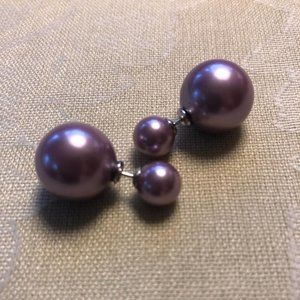 Perfect Purple Shell Pearl Earrings! NWOT!